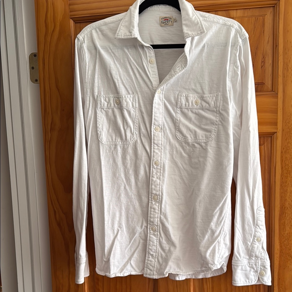Faherty White Casual Button-Down Shirt
